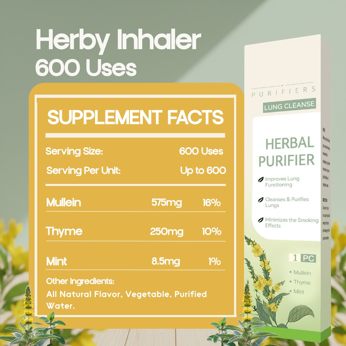 HerbWell Herbal Mullein, Thyme, And Peppermint Lung Purifier Pen